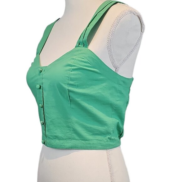 Sim & Sam Mint Green Button Front Crop Top Women's Size M - Picture 4 of 14